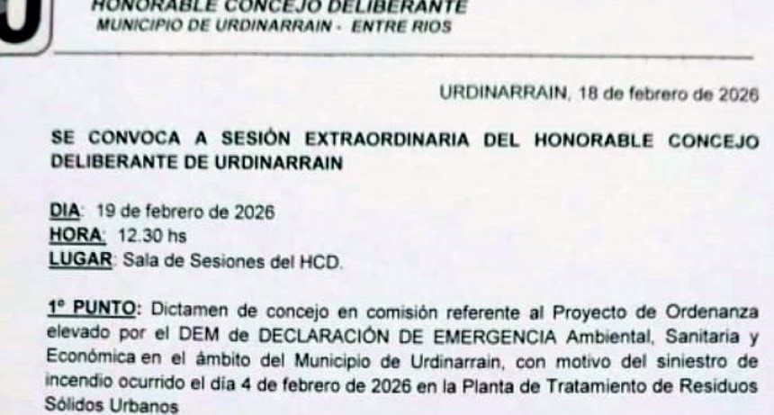 Jueves 19 de febrero | Sesi&oacute;n Extraordinaria del Concejo Deliberante