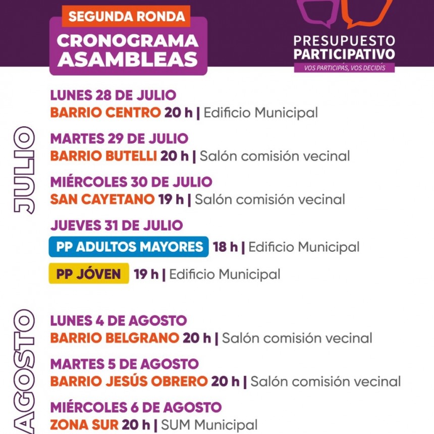 PRESUPUESTO PARTICIPATIVO Continúan las asambleas barriales