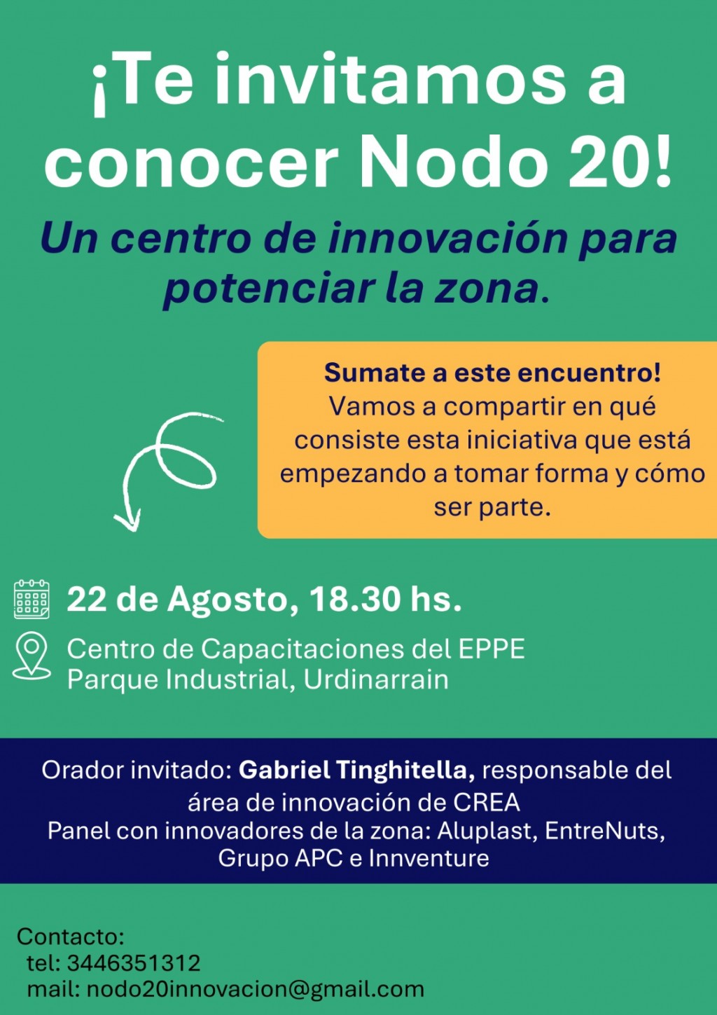 Este Viernes Presentación de NODO 20, Centro de Innovación para Potenciar la Zona