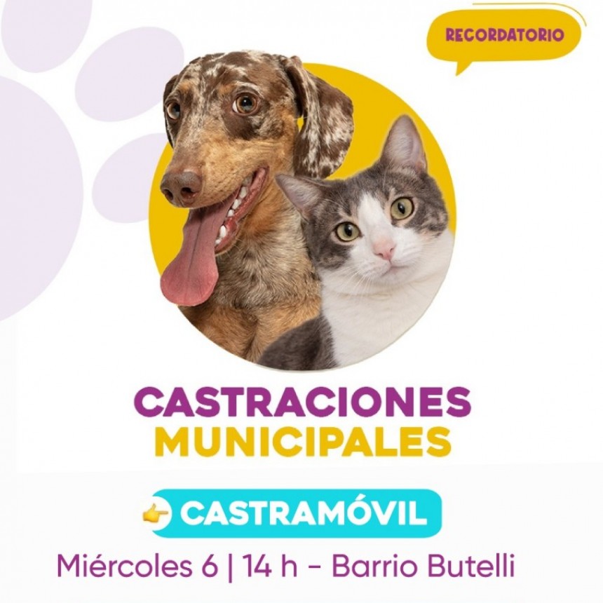 Este miércoles 6 de agosto, EPA estará con el castramóvil en el Barrio Butelli