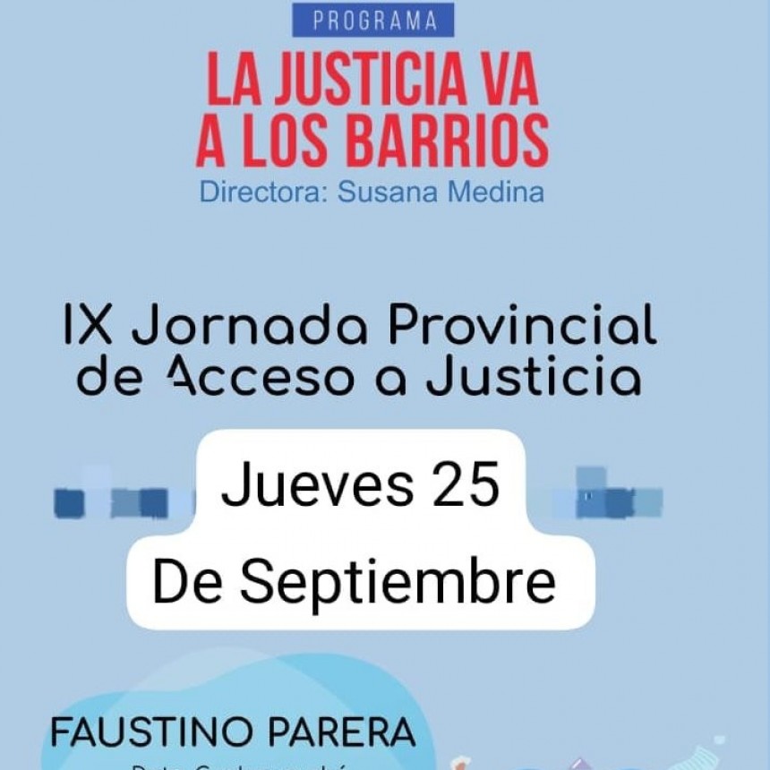 Este Miercoles el programa “ La Justicia va a los barrios ” llega a PARERA