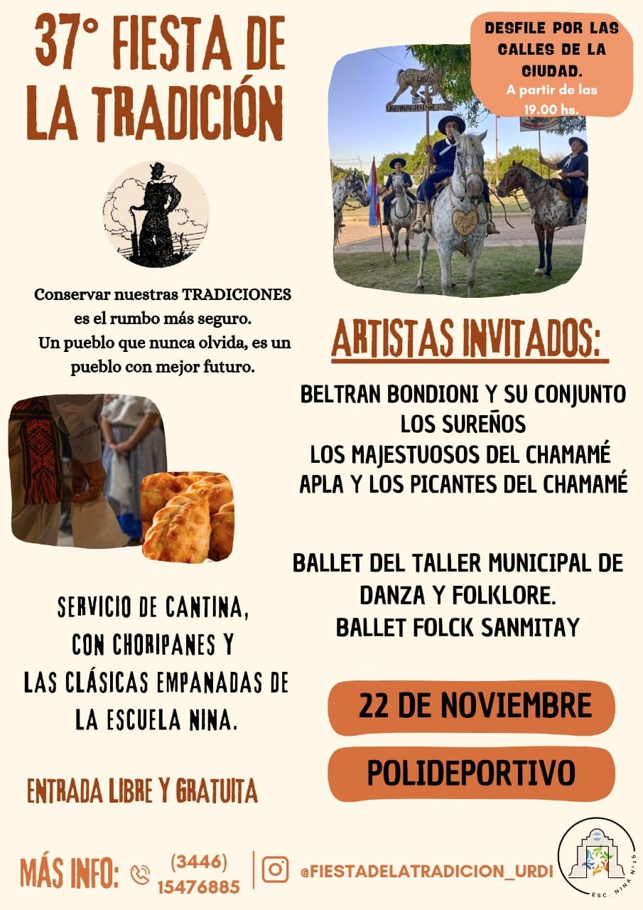 ESTE SÁBADO 22 LLEGA LA 37º FIESTA DE LA TRADICIÓN EN URDINARRAIN
