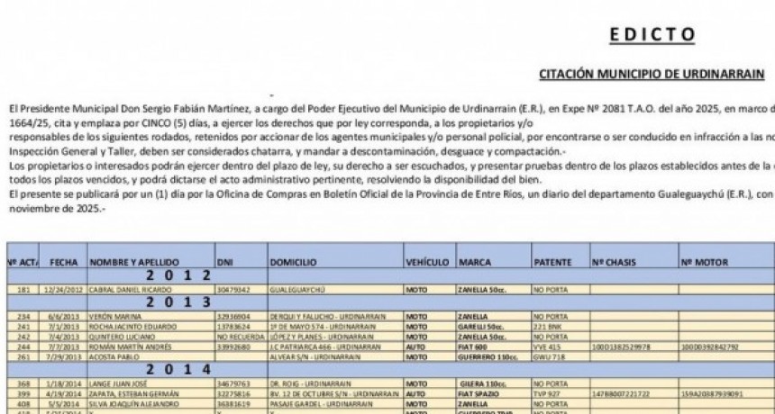 EDICTO - MUNICIPIO URDINARRAIN